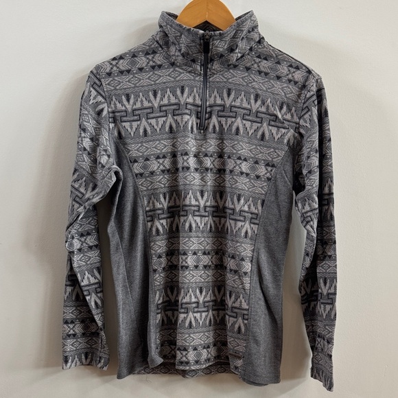 Gray Patterned Zip-Up Sweater - Picture 1 of 6